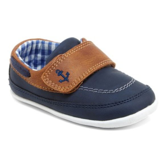 Adorable Carter's Blue and Tan Baby Boat Shoes - Picture 1 of 3